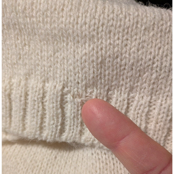 Jenni Kayne Alpaca Sweater M Cream Pullover Wool Slit Open Back Crew Neck Work - Picture 9 of 9